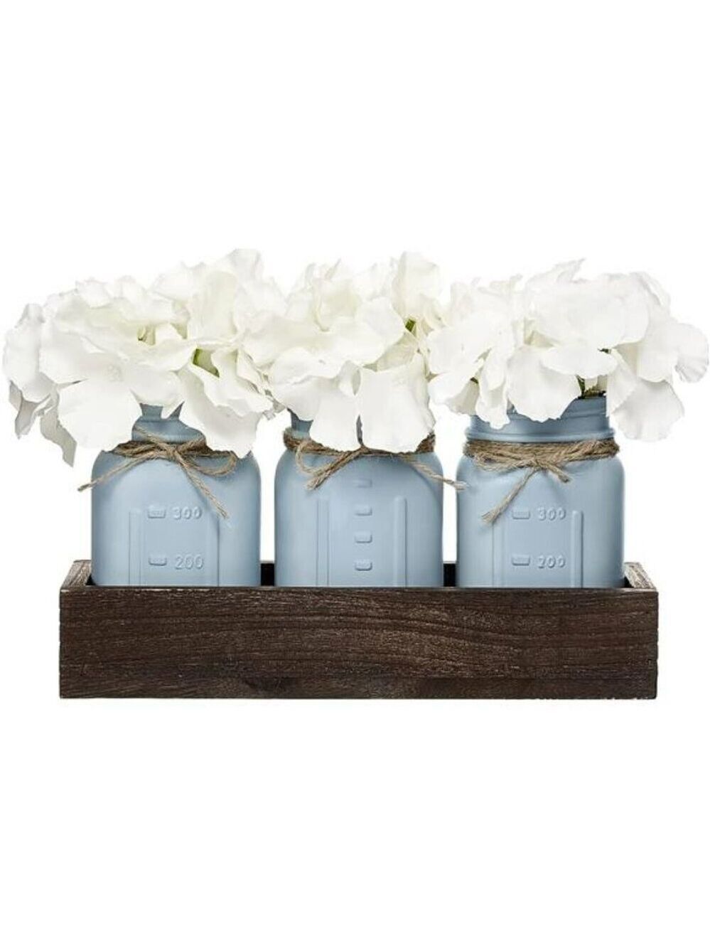 Rustic Mason Jar Centerpiece with Wood Tray Farmhouse Decor for Tabletop